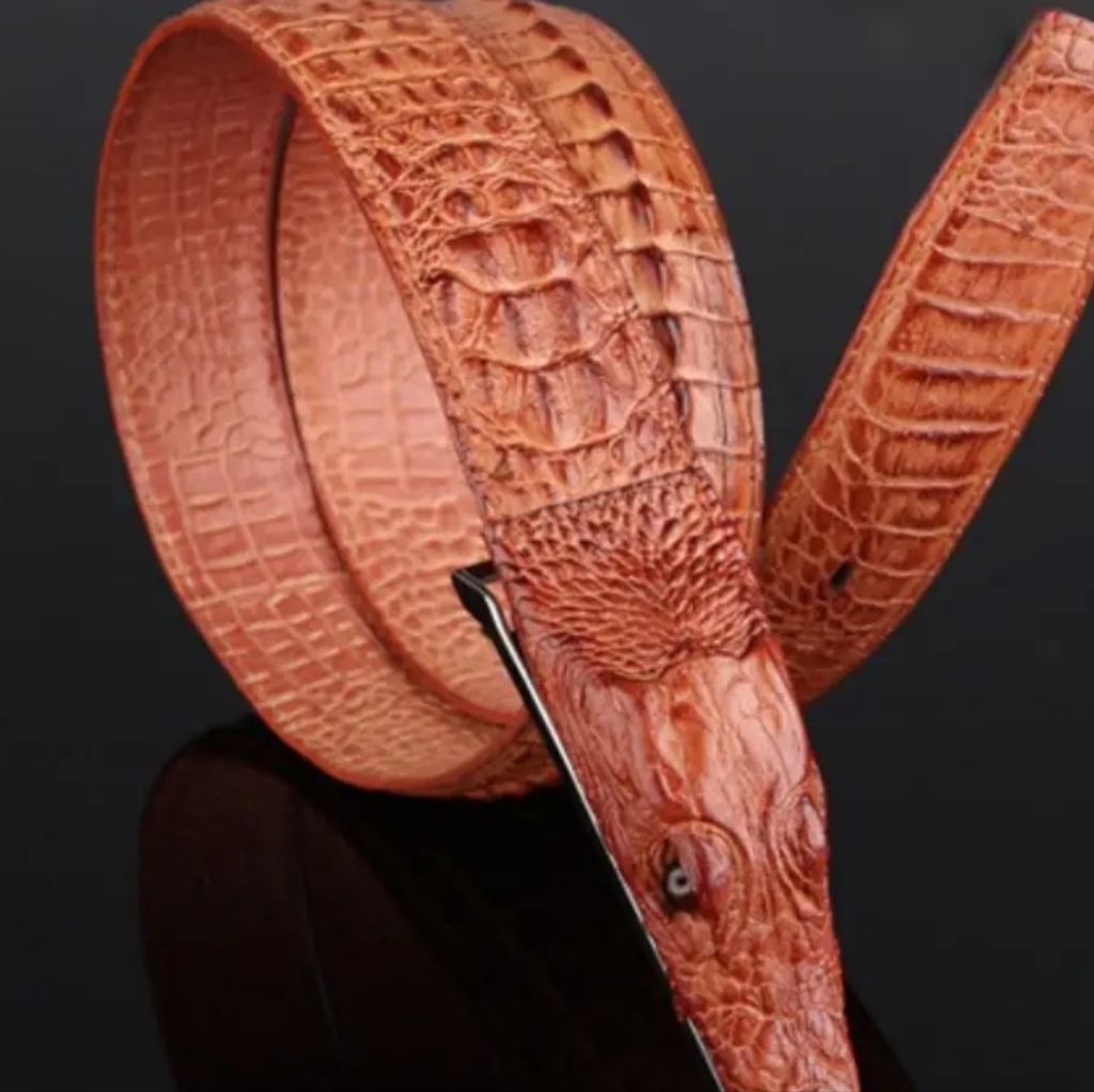 Mens Brown Crocodile Pattern Belt Mens Brown Crocodile Pattern Belt